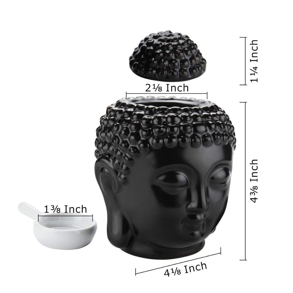 Ceramic Buddha Head Aromatherapy Aroma Oil Burner Buddha Head Ornament Ceramic Wax Melt Warmer with Spoon