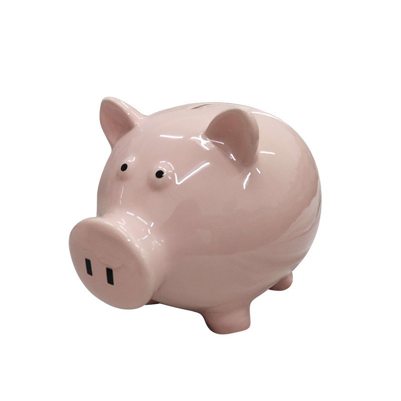 Piggy Bank for Adults, Ceramics Pink Pig Saving Money Bank Coin Counter Jar