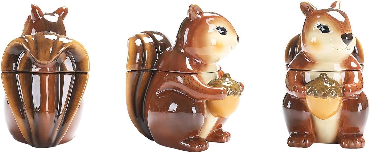 Cute Animal Ceramic Container tall canister Squirrel Air Tight Cookie Jar for homes Decor Kitchen Collector