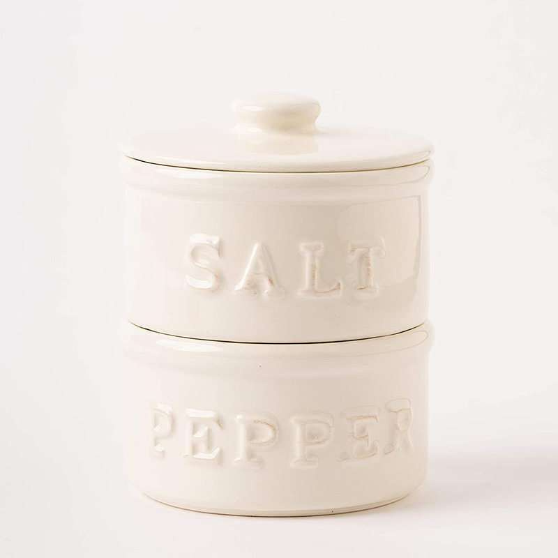 Stoneware Ceramic Cellar Salt and Pepper Holder