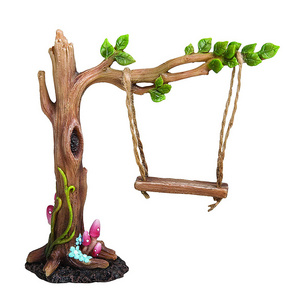 Miniature World Leaf Tree Swing Resin Fairy Garden Ornament