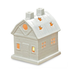 House Shaped White Ceramic Tea Light Candle Lantern