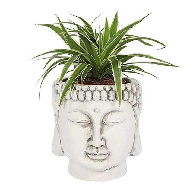 Vintage Resin Buddha Head Planter For Succulent