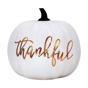 Resin Large White Pumpkin Gold Lettering Cream Craft Thanksgiving Decor Fall  Pumpkin Decor