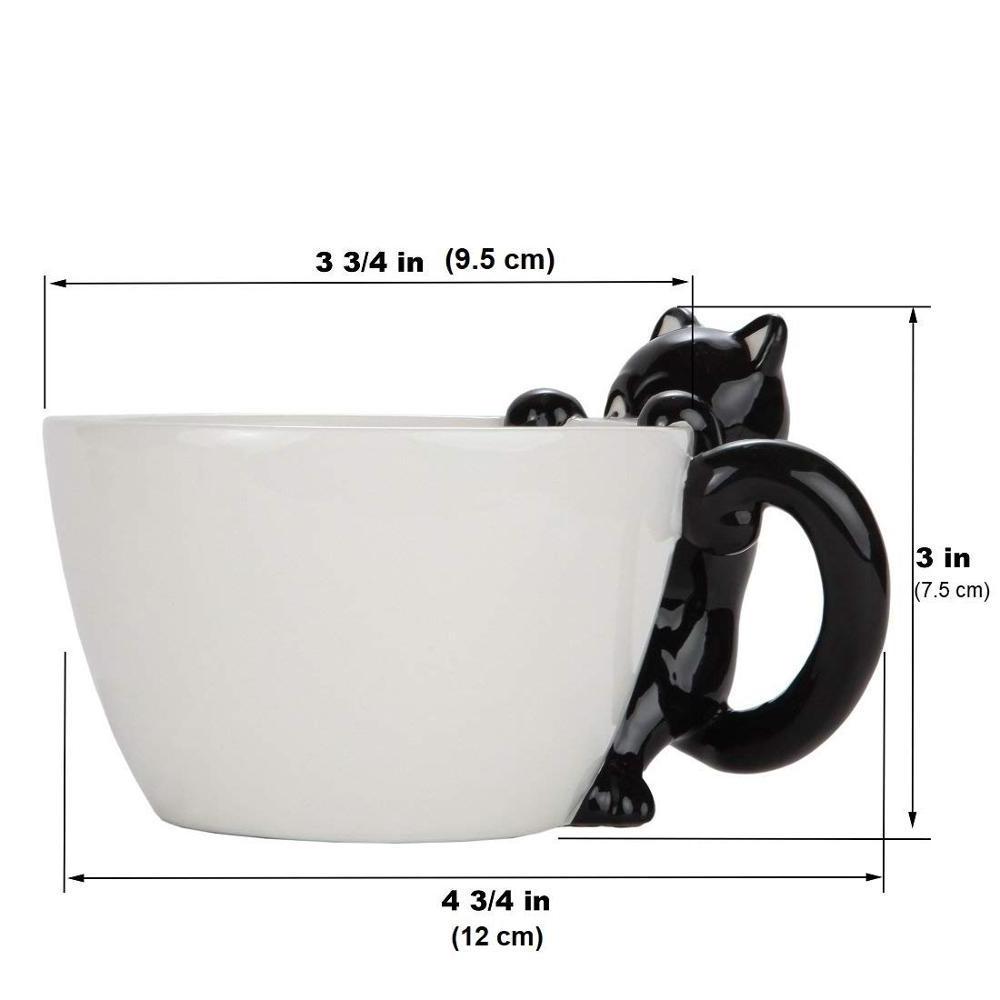 Cute Fishing Black Cat Ceramic Porcelain Coffee 3D Mug