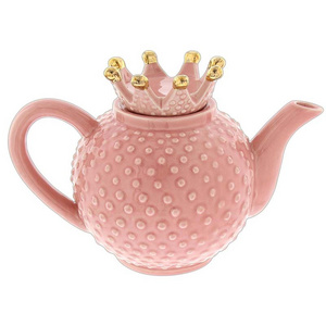 PINK RETRO FLOWER DESIGN 6 CUP CERAMIC TEAPOT