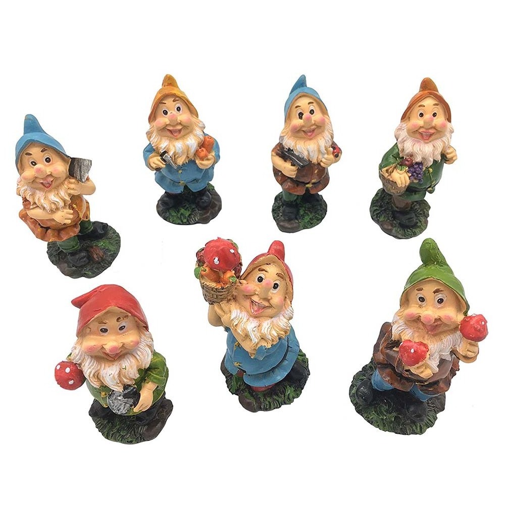 Mini Gnome Figures Garden Decoration The Resin Seven Dwarfs Statues