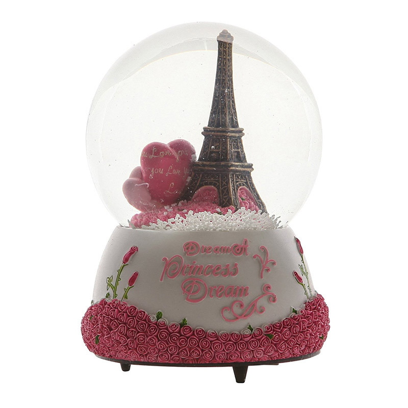 France Lovely Home Decor Gifts Resin Eiffel Tower Music Souvenir Snowball