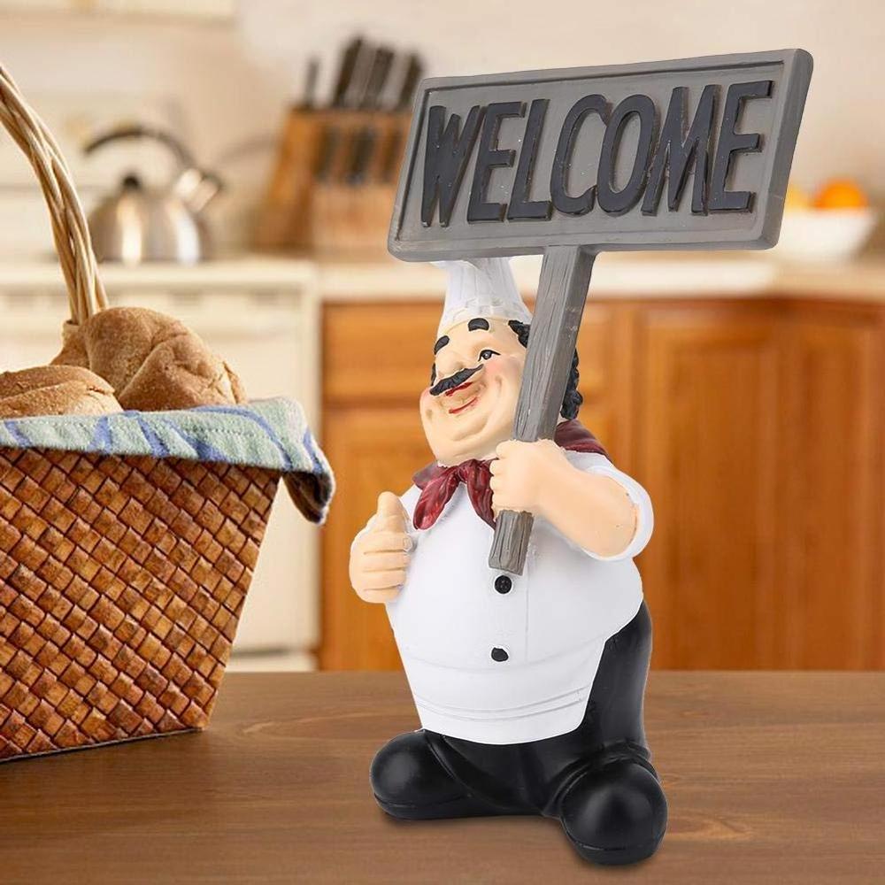 Resin Italian Fat Chef Restaurant Figurines Mini Statue Welcome Board Ornaments for Table Decoration