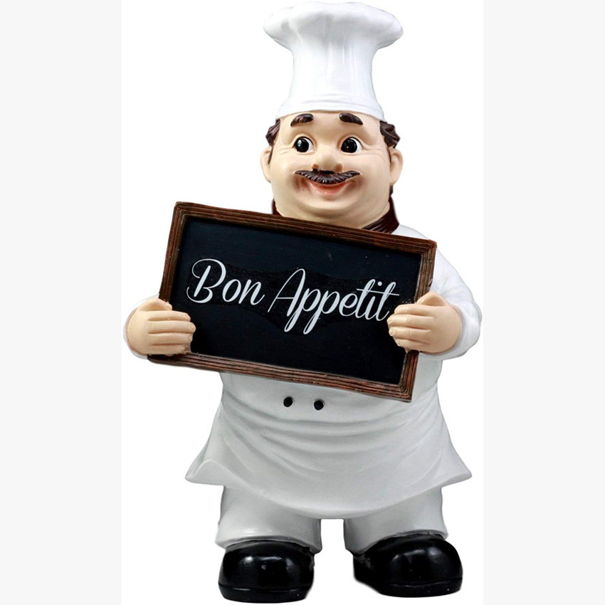 Resin Italian Fat Chef Restaurant Figurines Mini Statue Welcome Board Ornaments for Table Decoration