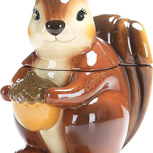 Cute Animal Ceramic Container tall canister Squirrel Air Tight Cookie Jar for homes Decor Kitchen Collector