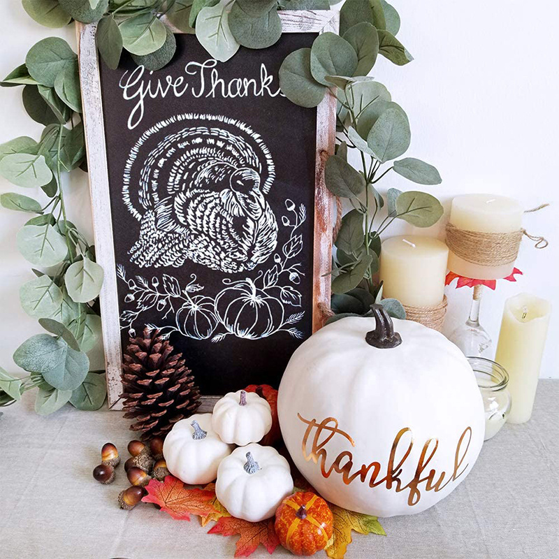 Resin Large White Pumpkin Gold Lettering Cream Craft Thanksgiving Decor Fall  Pumpkin Decor