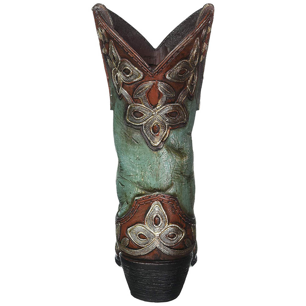 Resin Turquoise Cowgirl Boot Vase