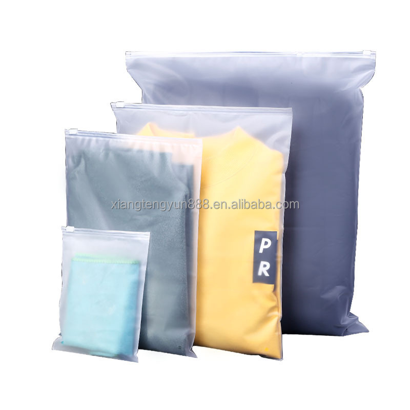 Custom plastic bag with logo clear frosted zipper biodegradable frosted zipper bag frosted zipper bag for hoodies