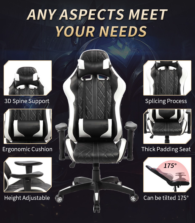 Wholesale Height Adjustable Custom Panda Gaming Chairs 2021 Pu Leather Extreme Zero Massage Gaming Chair For Gamer