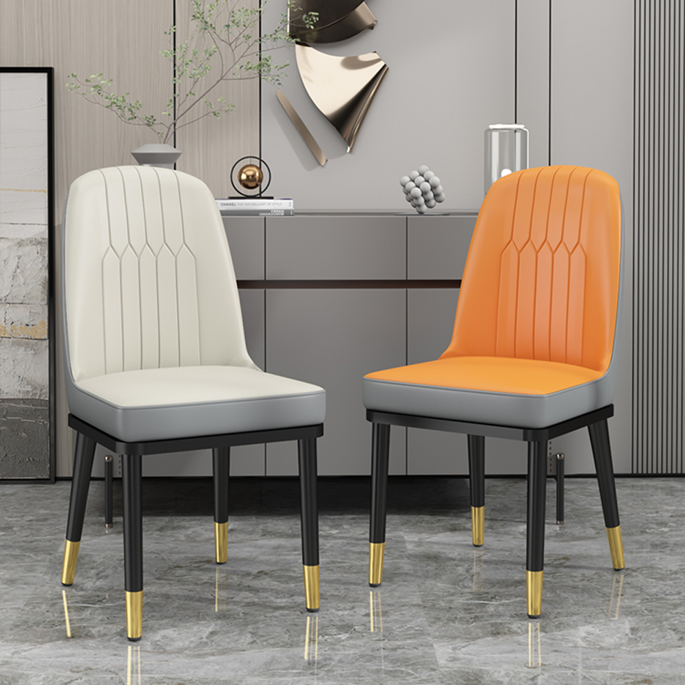 Dining Chairs Household and Restaurant Furniture Frame Home Furniture Set with Metal Modern Italian Style Colorful PU Leather