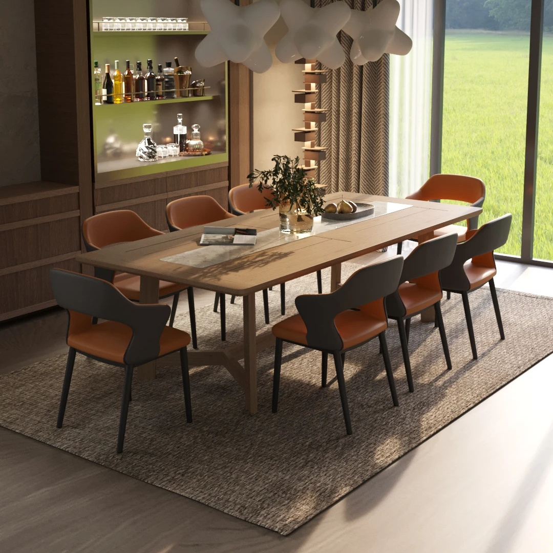 Modern Nordic Style Colorful Household Restaurant Furniture Leather Dining Room Chairs with Metal Frame Home Furniture