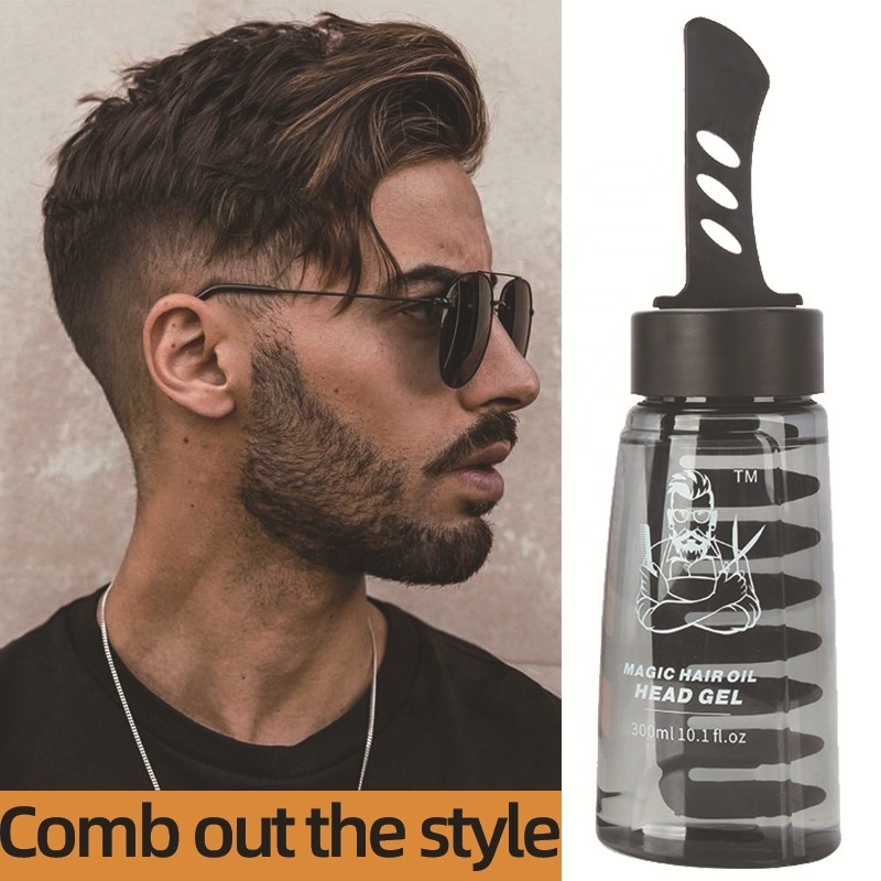 Hot Selling Styling Hair Gel For Men Comb Moisturizing And Strong Hold Styling Gel Maginc Hair Oil Head Gel With Comb