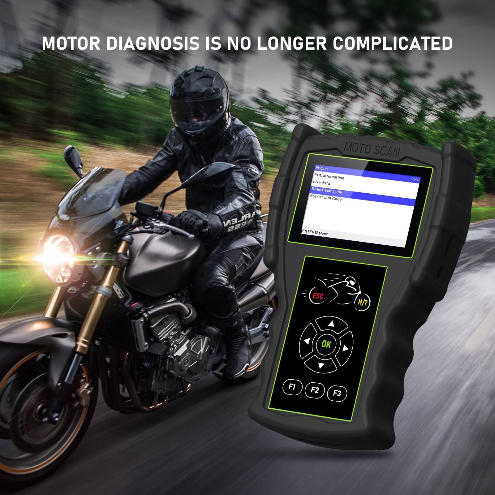 JDiag M100 Pro Motorcycle Scanner D87 D88 Function Diagnostic Tool Simple Version 3.5-inch Color Screen Battery Tester