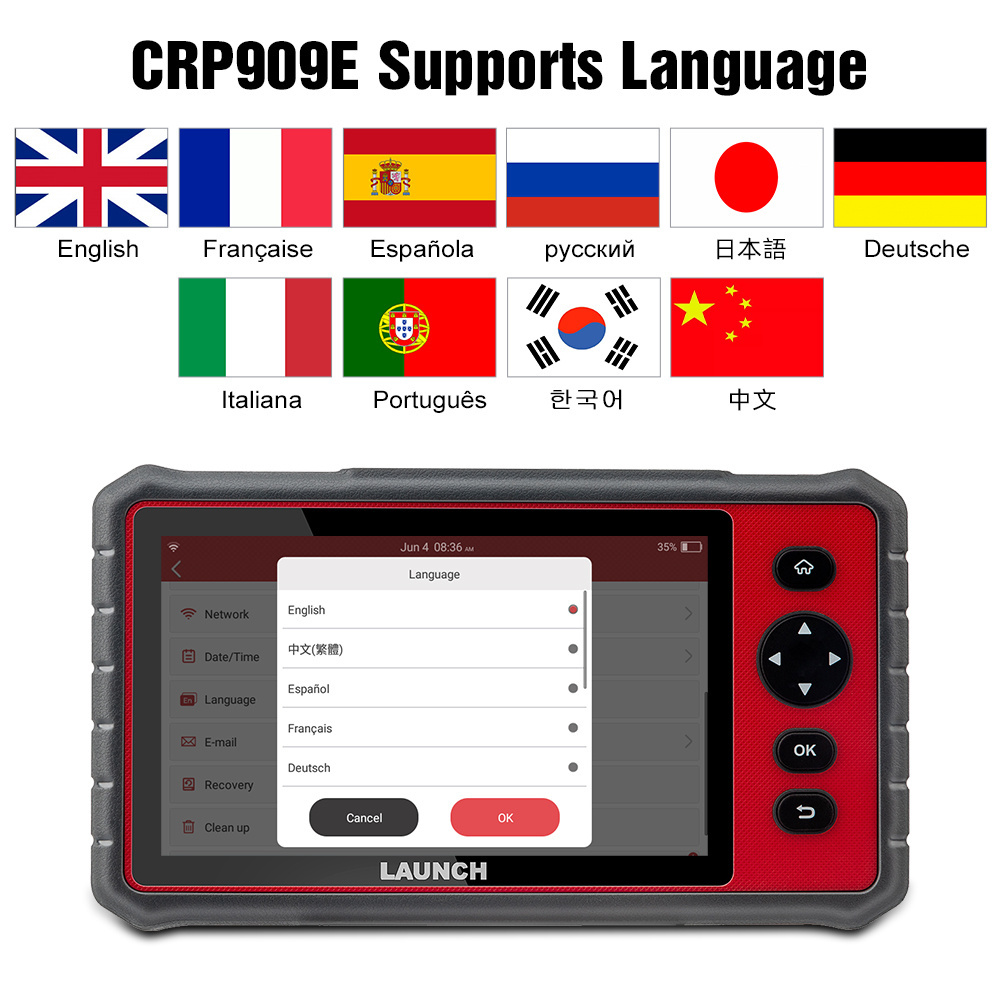 LAUNCH X431 Crp909e Crp909x OBD2 Scanner Full system Diagnostic tools Android 7.0 Code Reader Airbag SAS TPMS EPB IMMO 15 Reset