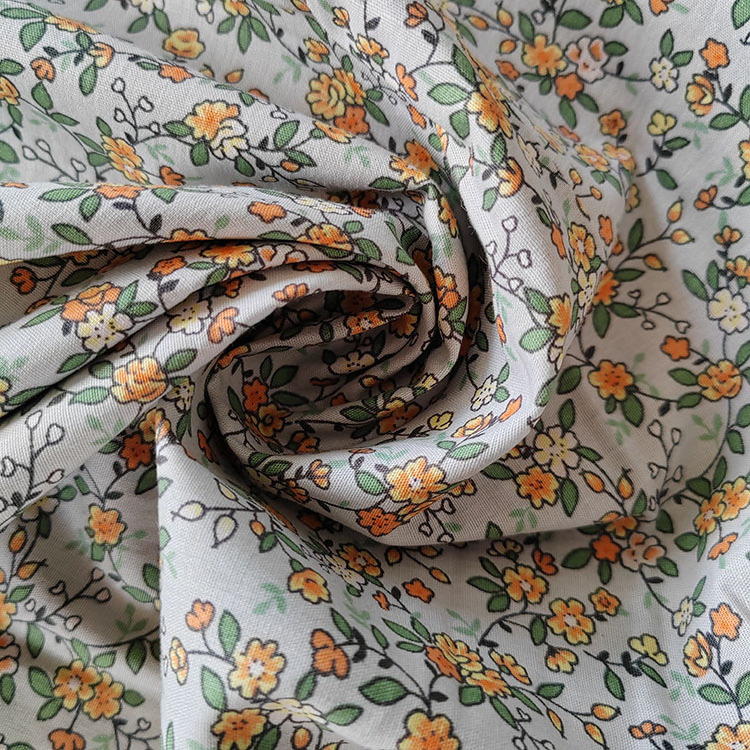 Clothing Fabrics Suppliers White Printed Cotton Fabrics Floral Rayon Viscose For Printing