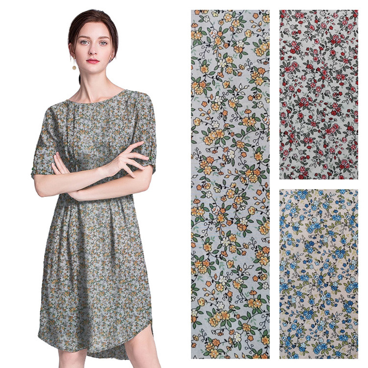 Clothing Fabrics Suppliers White Printed Cotton Fabrics Floral Rayon Viscose For Printing