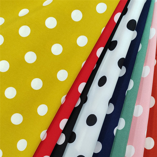 89 Polyester 11 Spandex Fabric Customized Design Polka Dot Soft Polyester Viscose Fabric For Dress