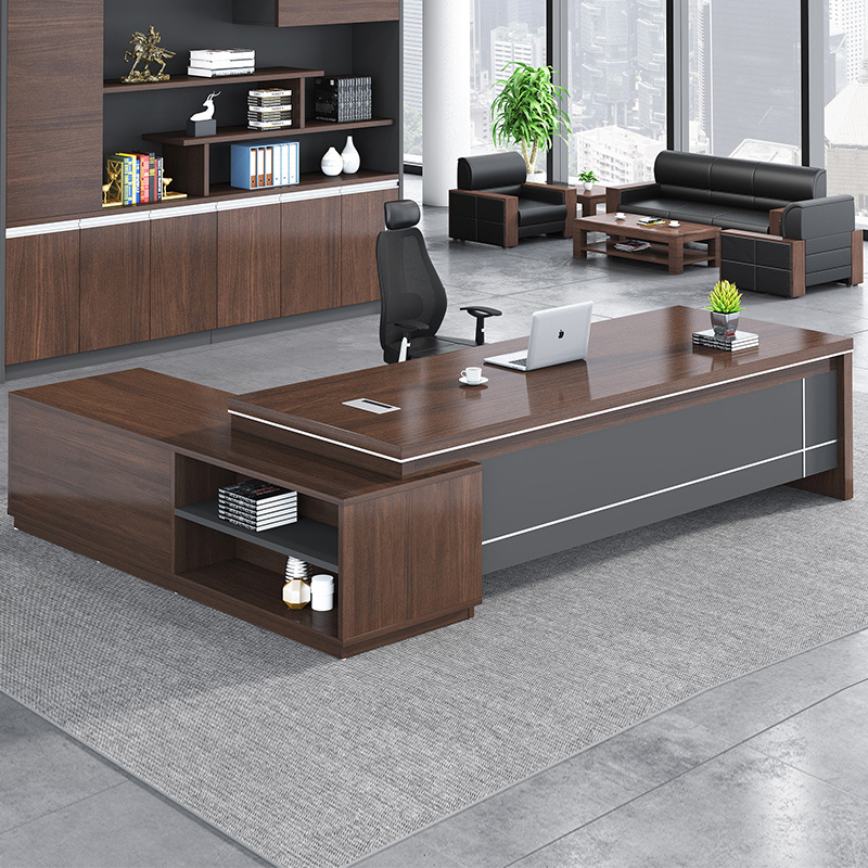 Contemporary Office Furniture Corner Chairman Ceo Boss Luxury L Shaped Set Table