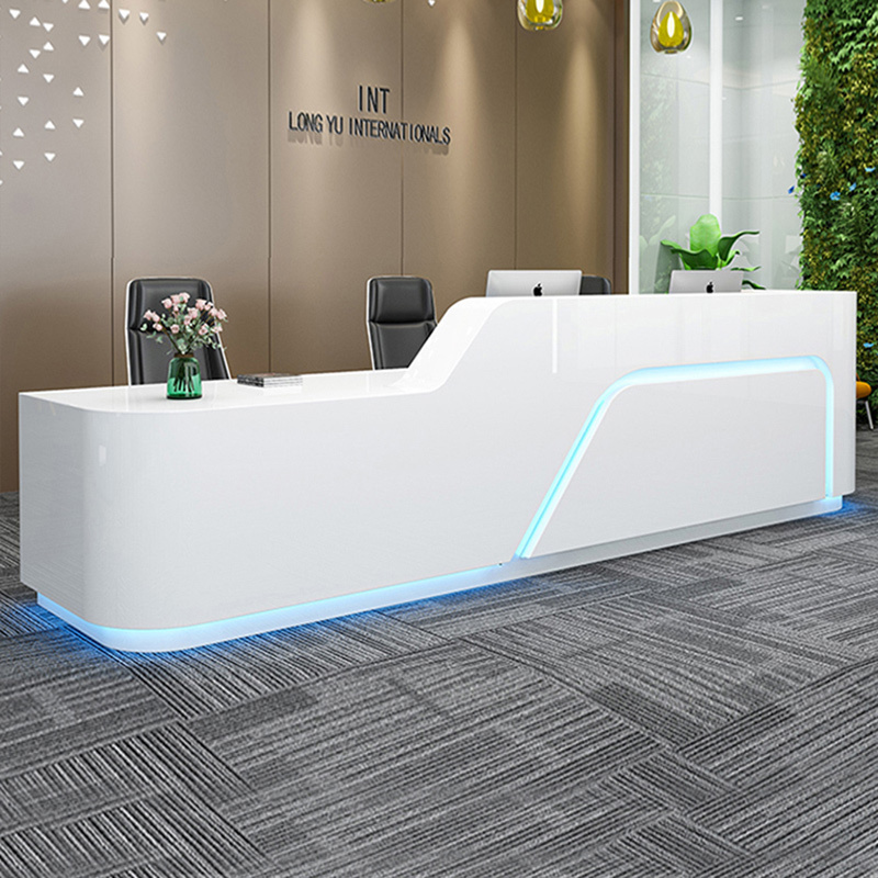 White luxury L shape office reception desk design