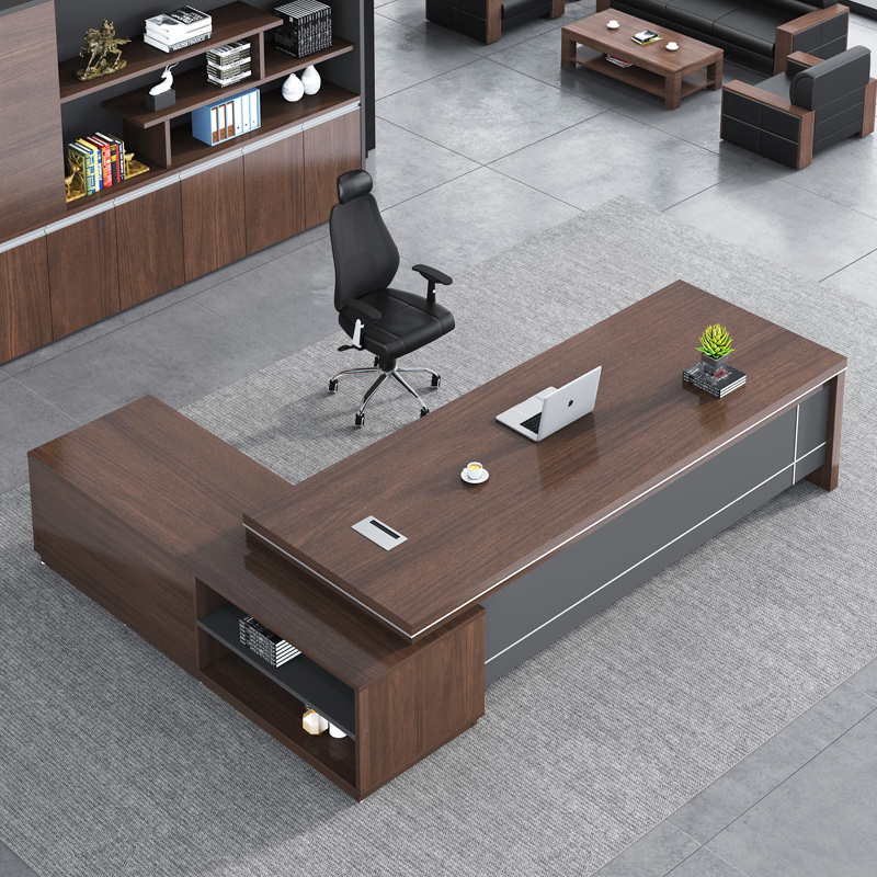 Contemporary Office Furniture Corner Chairman Ceo Boss Luxury L Shaped Set Table