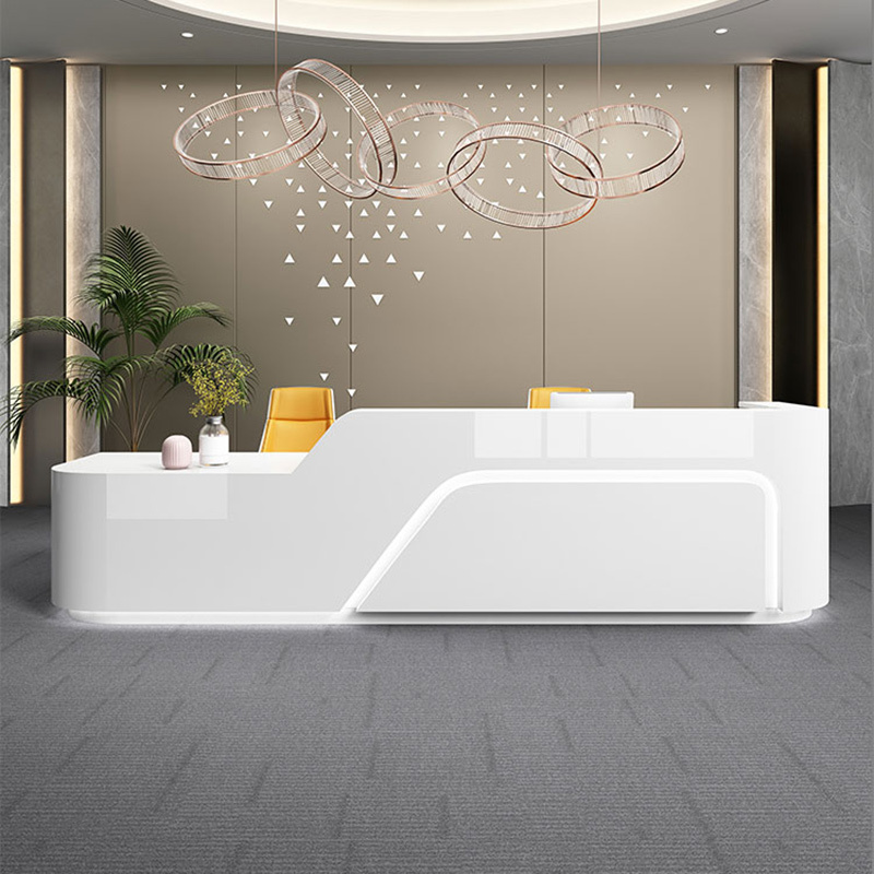 White luxury L shape office reception desk design