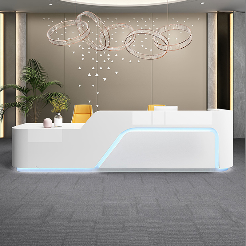 White luxury L shape office reception desk design