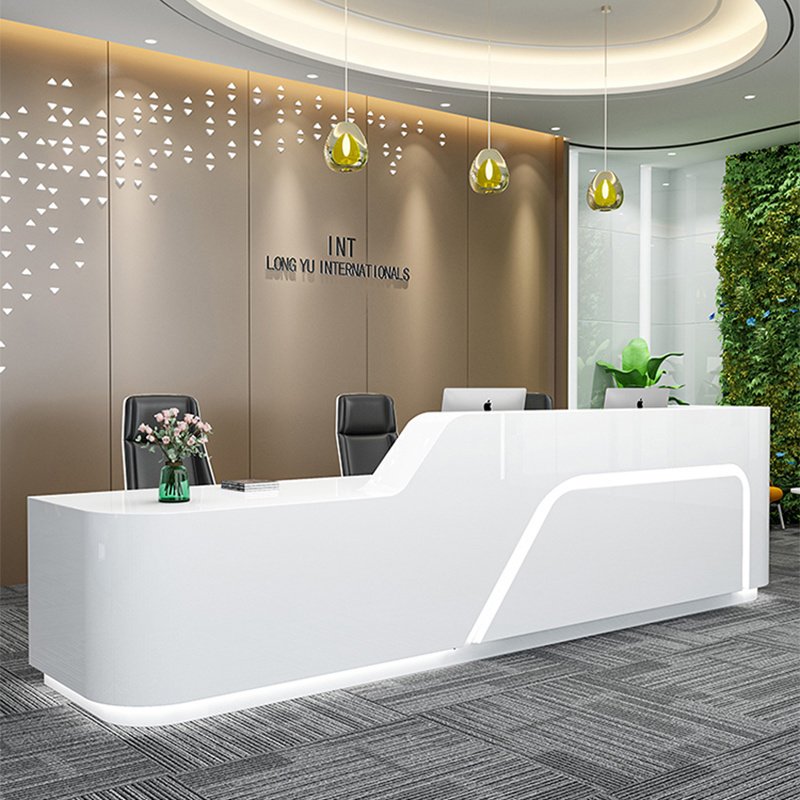 White luxury L shape office reception desk design