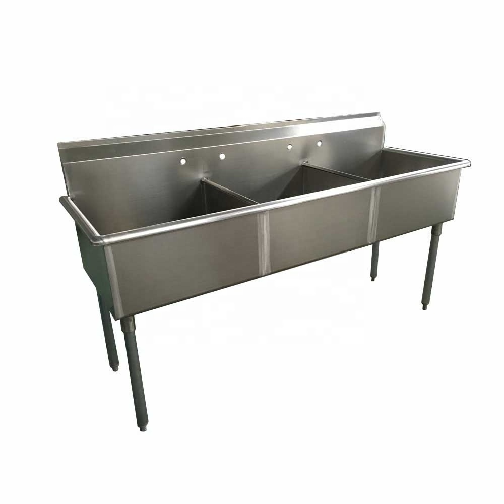 NSF Certified  Free standing Stainless Steel 3 Compartment Budget Sink Commercial Kitchen triple bowl Sink Economy Sink