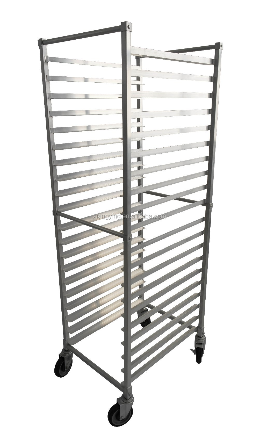 OEM DOM Xiangying Commercial Stainless Steel 20 Sheet Bun Pan Bakery Rack, food service utility cart trolley with wheels