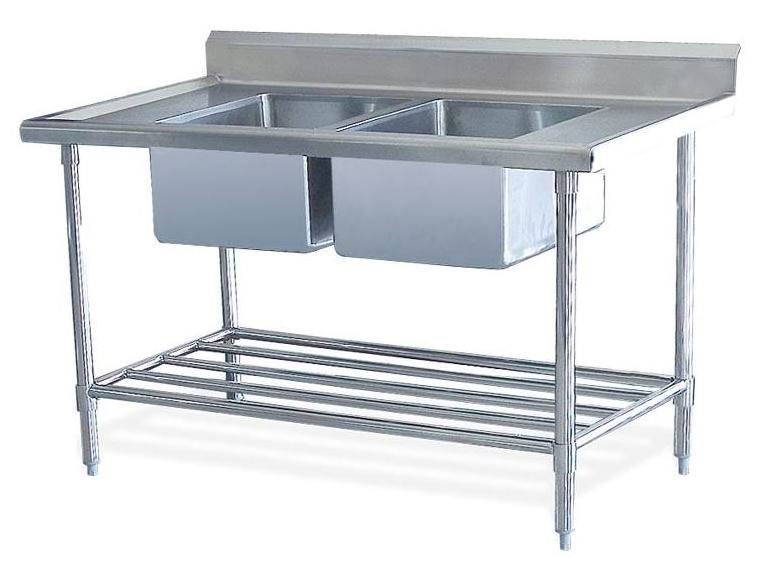 OEM ODM 430 304 201S/S commercial kitchen sink with S/S solid shelf with aluminum corner bracket for Sale