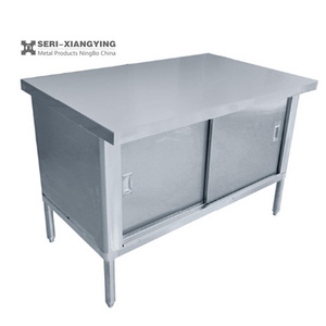 NSF Approval commercial Stainless Steel Kitchen Dish Cabinet With Sliding Door heavy duty workbench