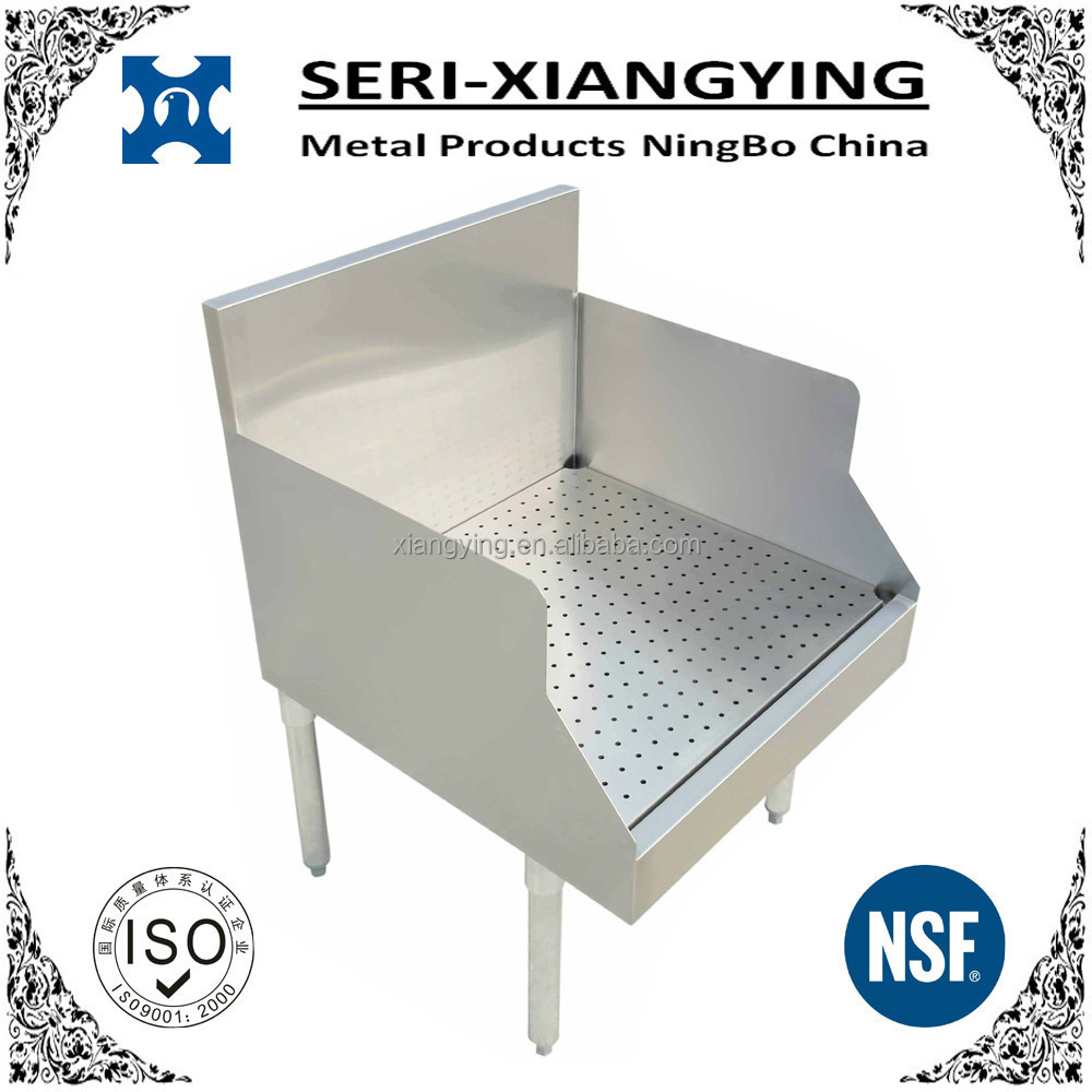 NSF Approval Stainless Steel Recessed Bar Table with Full Drain Board OEM Bar unit commercial kitchen equipment drainage Table