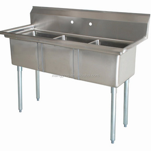 Customized stainless steel three tubs 3 bowls wash sink for commercial kitchen, restaurant or hotel with wholesale price