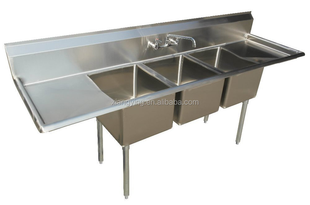 Customized stainless steel three tubs 3 bowls wash sink for commercial kitchen, restaurant or hotel with wholesale price