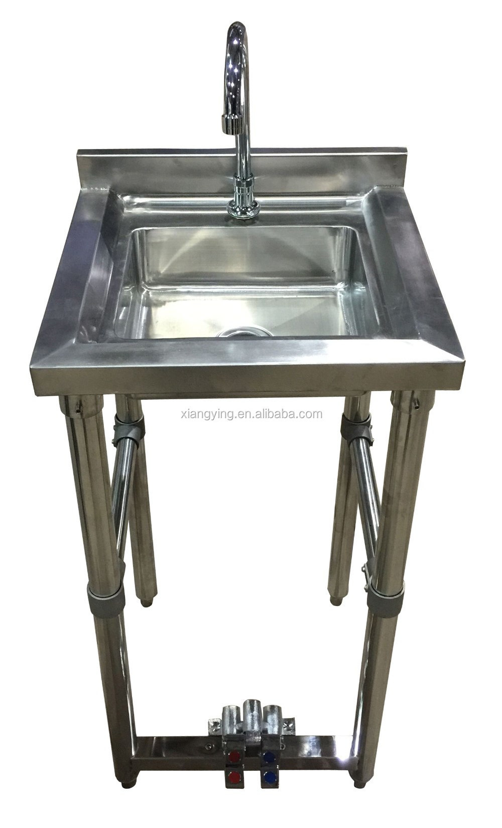 NSF Approval Knee Pedal Stainless Steel Hand Wash Sink Free Standing with Apron Front Used in Hotel, Restaurant