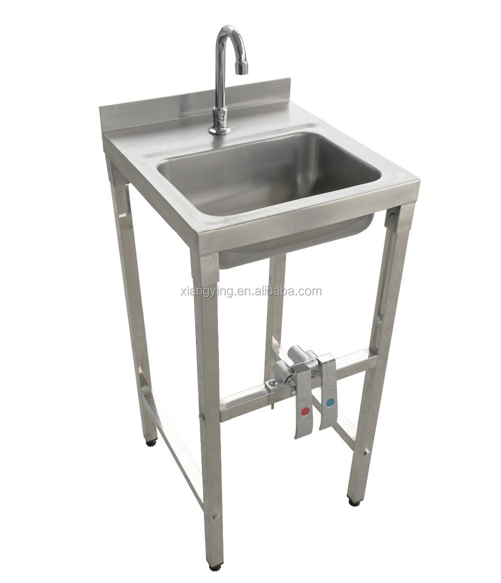 NSF Approval Knee Pedal Stainless Steel Hand Wash Sink Free Standing with Apron Front Used in Hotel, Restaurant