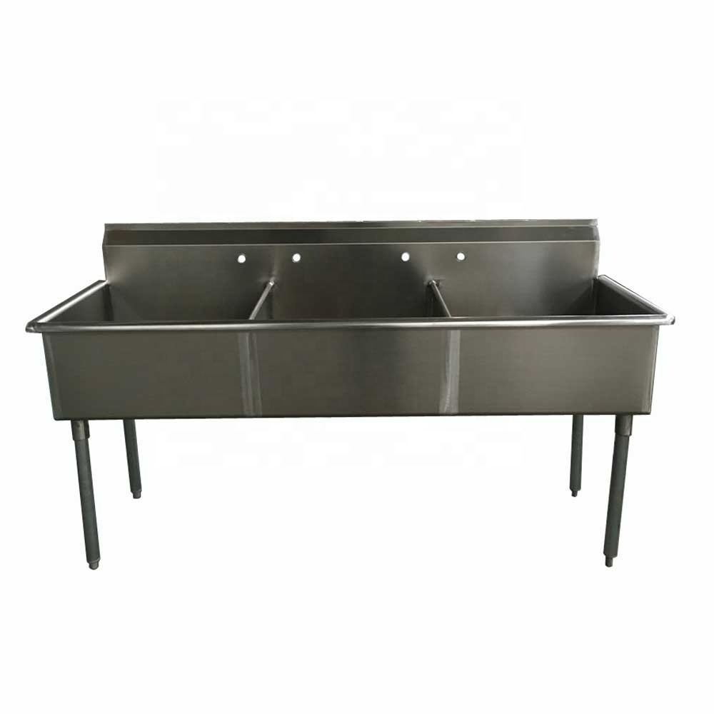 NSF Certified  Free standing Stainless Steel 3 Compartment Budget Sink Commercial Kitchen triple bowl Sink Economy Sink