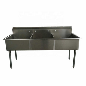 NSF Certified  Free standing Stainless Steel 3 Compartment Budget Sink Commercial Kitchen triple bowl Sink Economy Sink