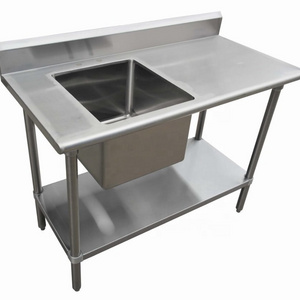 OEM ODM 430 304 201S/S commercial kitchen sink with S/S solid shelf with aluminum corner bracket for Sale