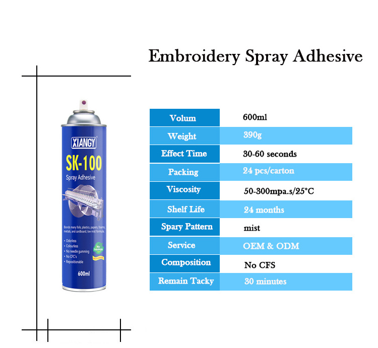 Temporary Textile SK-100 Spray Adhesive Glue For Fabric And Embroidery