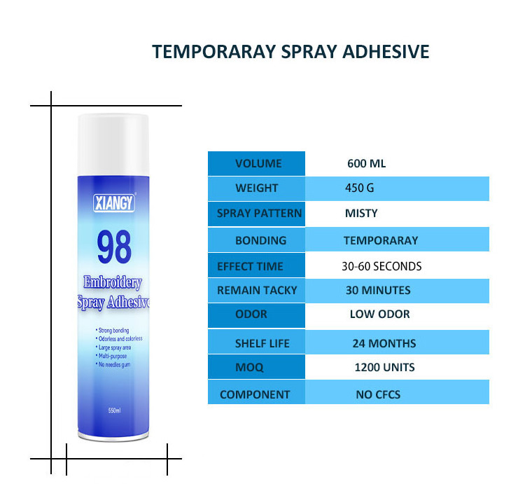 XIANGY 98 Repositionable Transparent Embroidery Adhesive Spray