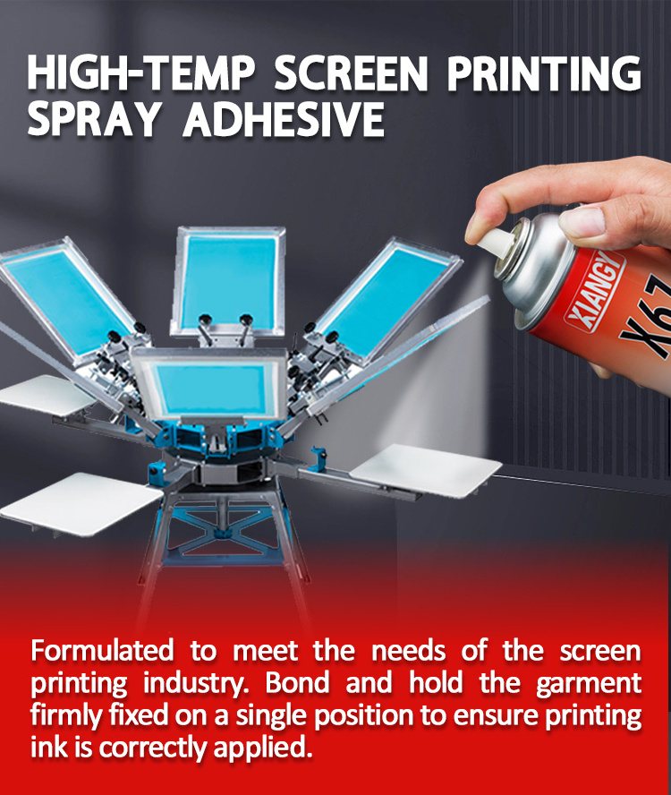 Screen Printing Contact Adhesive Spay on Printing Machine