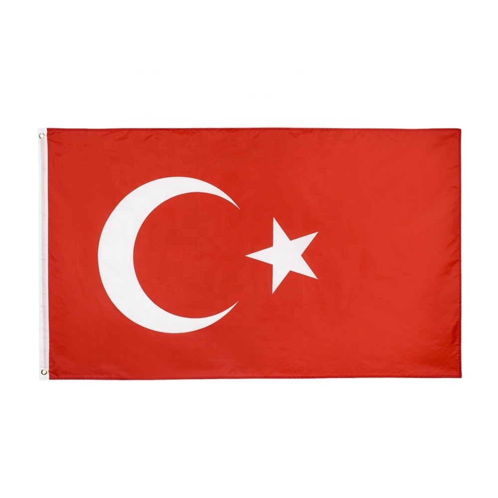 Ready to Ship 100% Polyester 3x5ft Stock Printed TR Turkish Turkey Flag