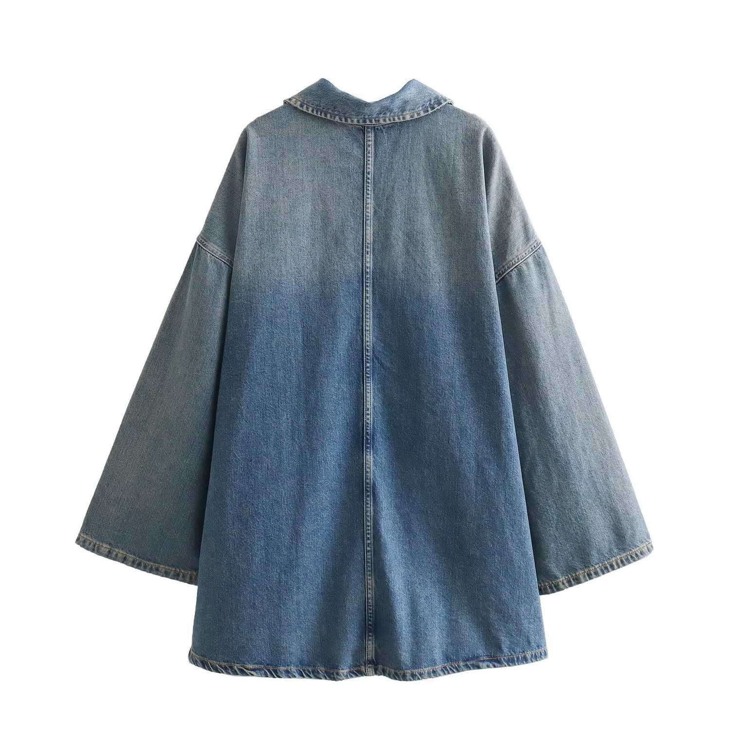 Streetwear Unique Fall Spring Sexy Design Casual Long Sleeve Mini Jean Skirts Denim Blouse Dress Women'S Skirts Casual Dresses